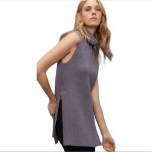 Aritzia Wilfred Durandal wool sweater vest purple chunky knit cowl sleeveless